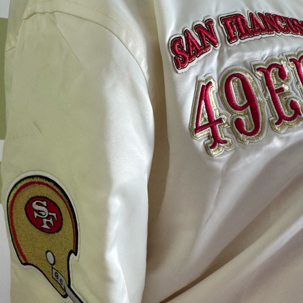 San Francisco 49ers Cream & Red Varsity Bomber Jacket - Picture 4 of 12
